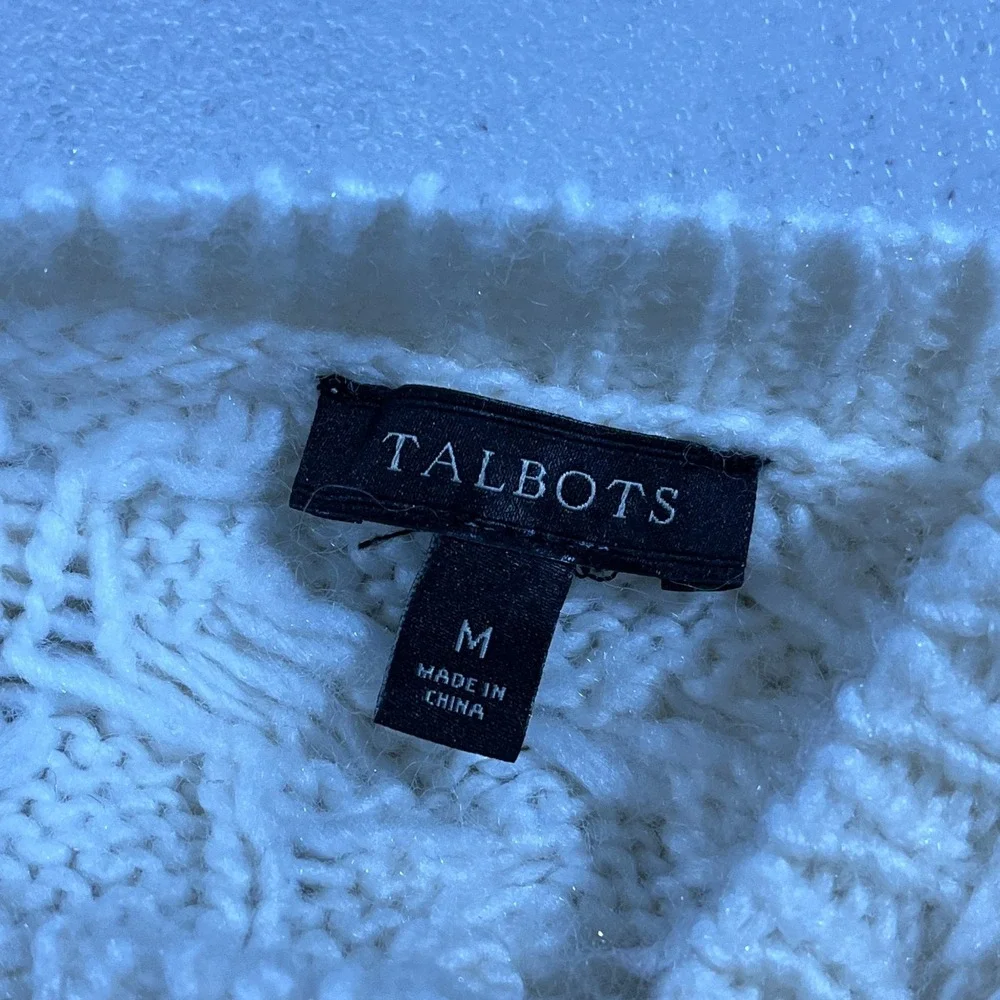 J Crew Sweater Womens Medium Cable Knit Ivory Wool Knit Fishermens‎ Pullover